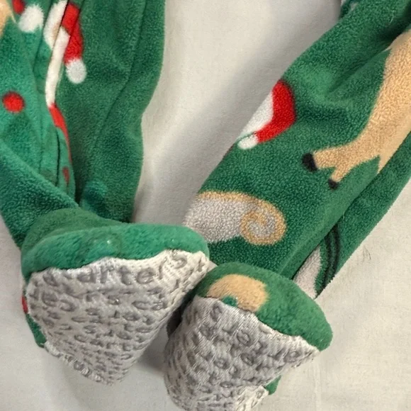 Carter's - Festive Green and Red Kids One Piece Fleece Footed Sleeper - Picture 4 of 5